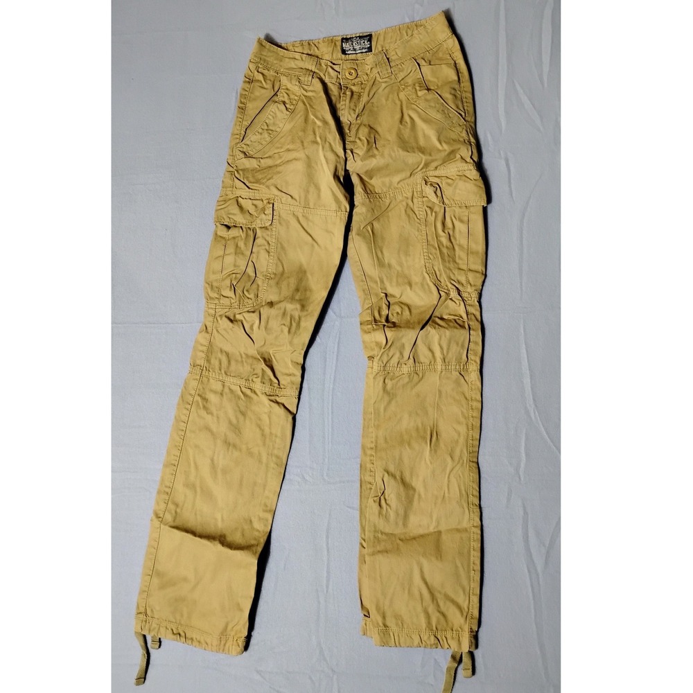 MATCHSTICK Cargo Pants‎ Khaki Twill Military Style Drawstring Ankle Size Small